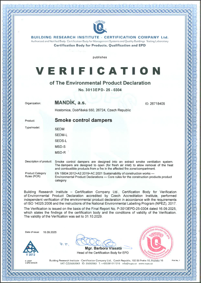 Smoke control dampers - verification